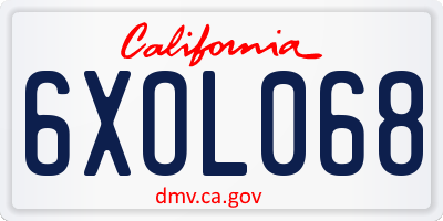 CA license plate 6XOL068