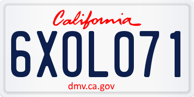 CA license plate 6XOL071