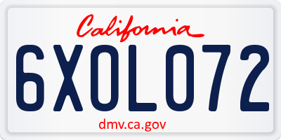 CA license plate 6XOL072