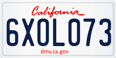 CA license plate 6XOL073