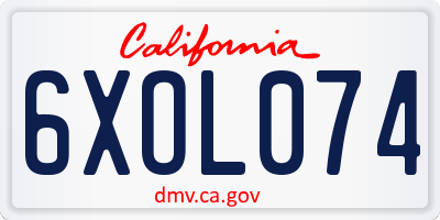 CA license plate 6XOL074