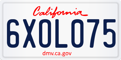 CA license plate 6XOL075