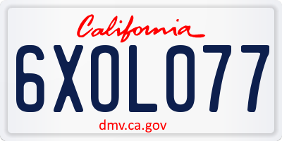 CA license plate 6XOL077