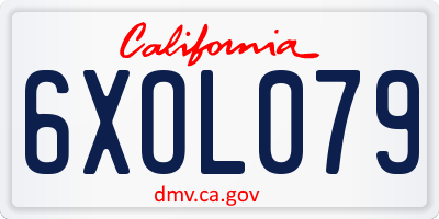 CA license plate 6XOL079