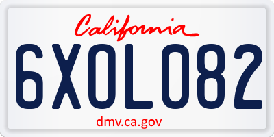 CA license plate 6XOL082