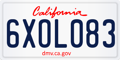 CA license plate 6XOL083
