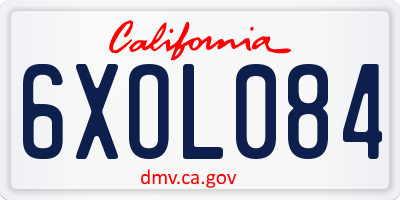 CA license plate 6XOL084