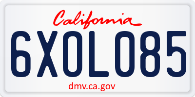 CA license plate 6XOL085