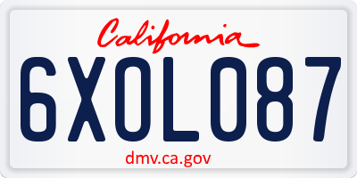 CA license plate 6XOL087