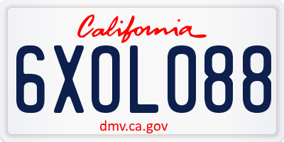 CA license plate 6XOL088