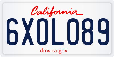 CA license plate 6XOL089