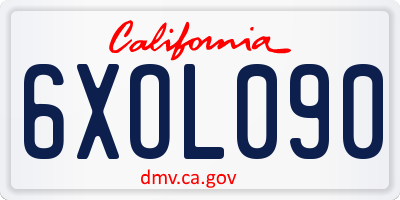 CA license plate 6XOL090