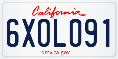 CA license plate 6XOL091