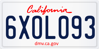 CA license plate 6XOL093
