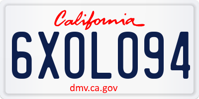 CA license plate 6XOL094