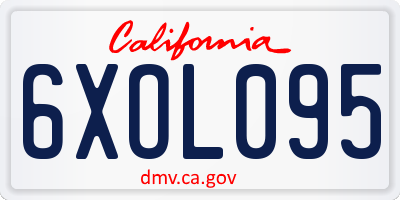 CA license plate 6XOL095