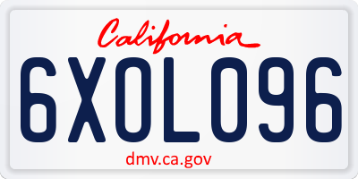 CA license plate 6XOL096