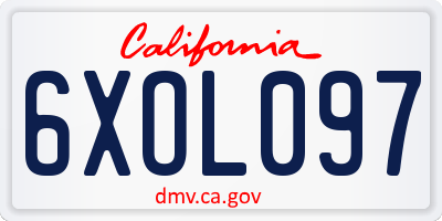 CA license plate 6XOL097
