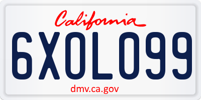 CA license plate 6XOL099
