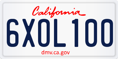 CA license plate 6XOL100