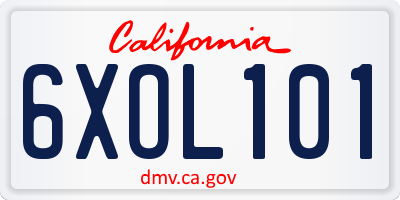 CA license plate 6XOL101