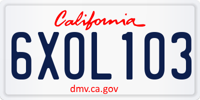 CA license plate 6XOL103