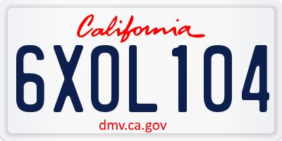 CA license plate 6XOL104