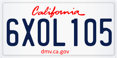 CA license plate 6XOL105