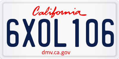 CA license plate 6XOL106