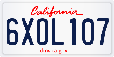 CA license plate 6XOL107