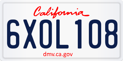 CA license plate 6XOL108