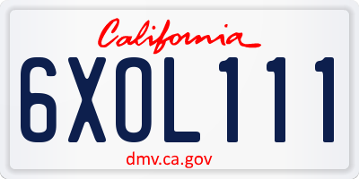 CA license plate 6XOL111