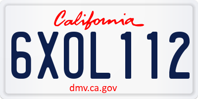 CA license plate 6XOL112