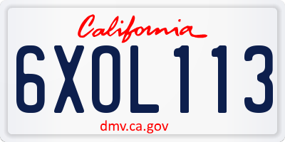 CA license plate 6XOL113