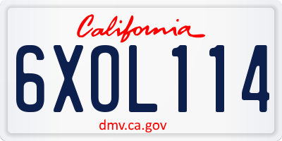 CA license plate 6XOL114