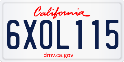 CA license plate 6XOL115