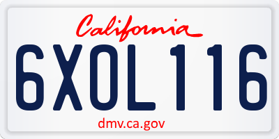 CA license plate 6XOL116