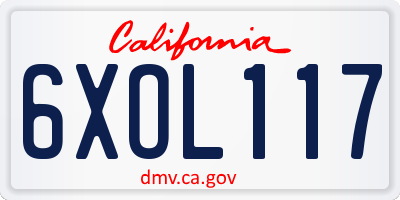 CA license plate 6XOL117