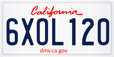 CA license plate 6XOL120