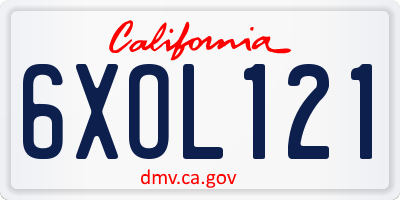 CA license plate 6XOL121