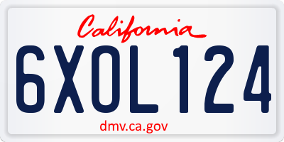 CA license plate 6XOL124