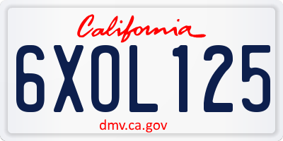 CA license plate 6XOL125