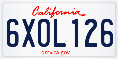 CA license plate 6XOL126