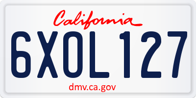 CA license plate 6XOL127