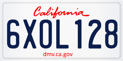 CA license plate 6XOL128