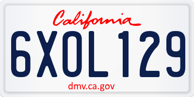 CA license plate 6XOL129