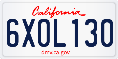 CA license plate 6XOL130