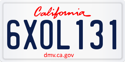 CA license plate 6XOL131