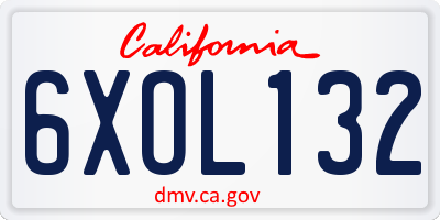 CA license plate 6XOL132
