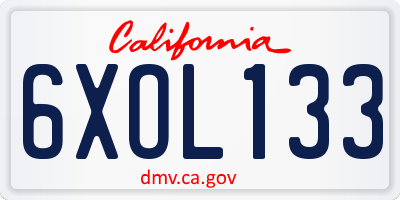 CA license plate 6XOL133